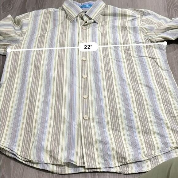 Tommy Bahama Yellow & Blue Striped Long Sleeve Button Down Shirt Size M - Picture 7 of 8